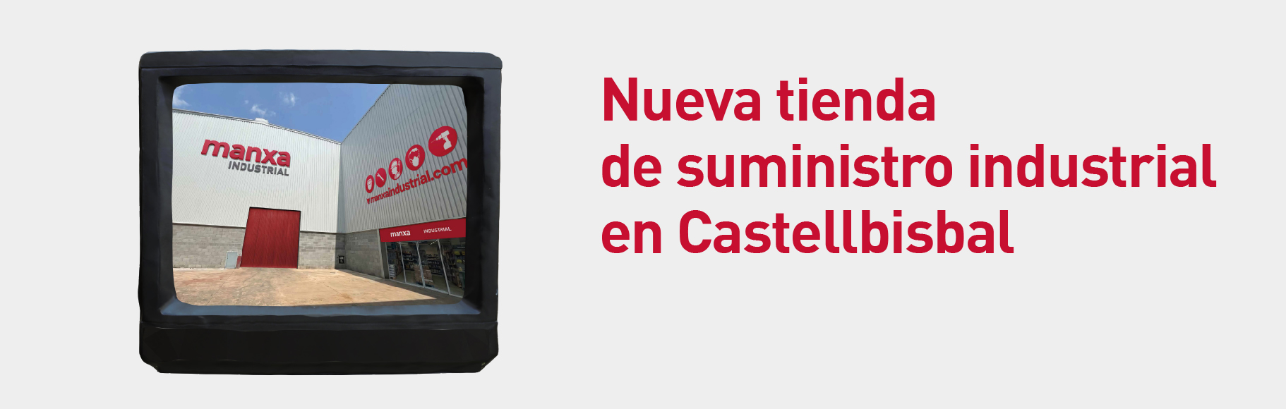 Imagen de una TV con la fachada de la nueva tienda de Castellbisbal